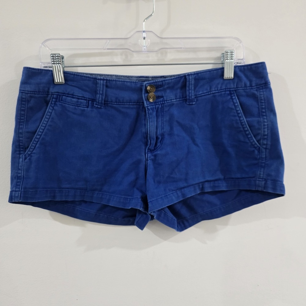 Y2K American Eagle Micro Shorts Size 4 Corduroy Retro‎ Blue Stretch